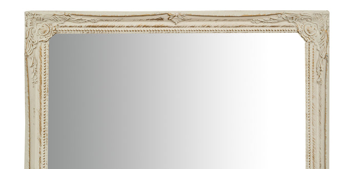 Biscottini Specchio Specchiera da parete e appendere verticale/orizzontale L50xPR4xH140 cm finitura bianco anticato