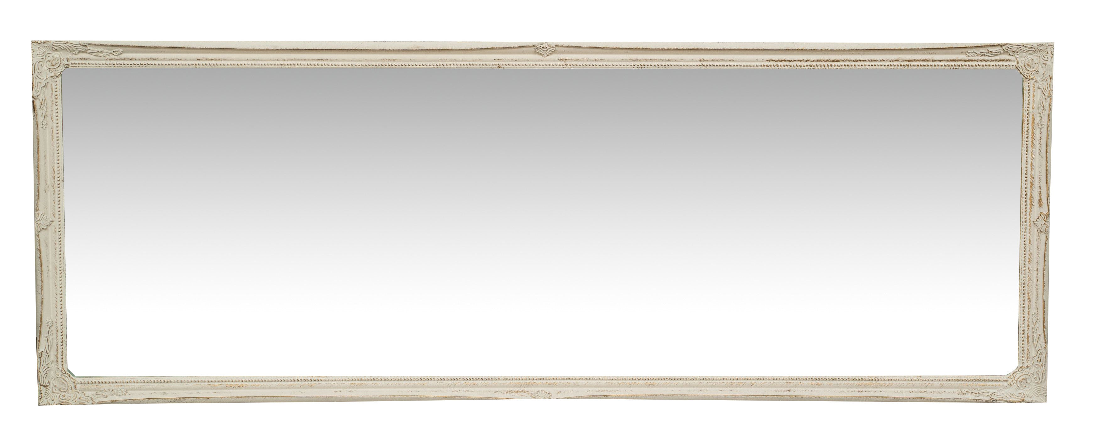 Biscottini Specchio Specchiera da parete e appendere verticale/orizzontale L50xPR4xH140 cm finitura bianco anticato