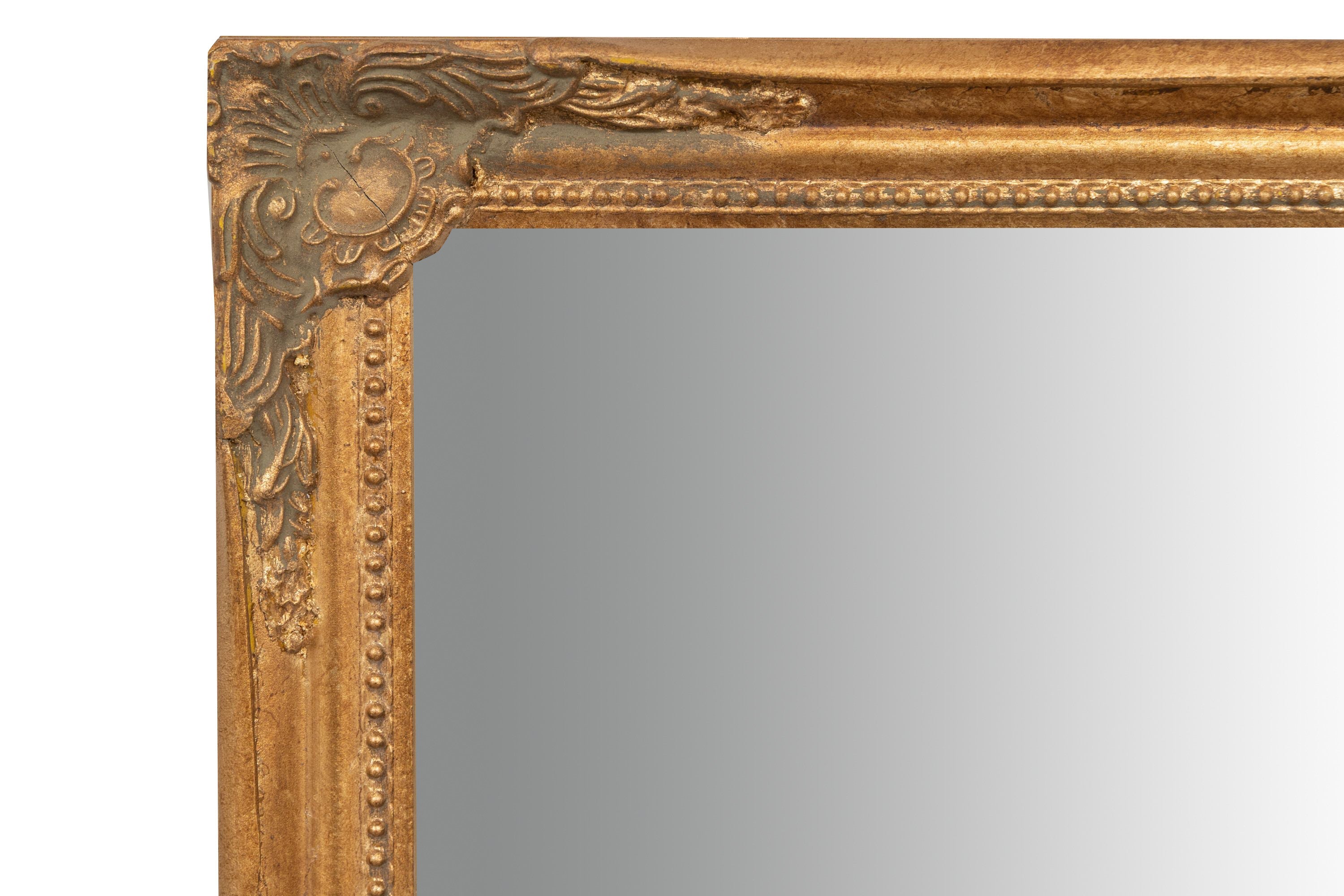 Biscottini Specchio Specchiera da parete e appendere verticale/orizzontale L60xPR4xH90 cm finitura foglia oro anticato