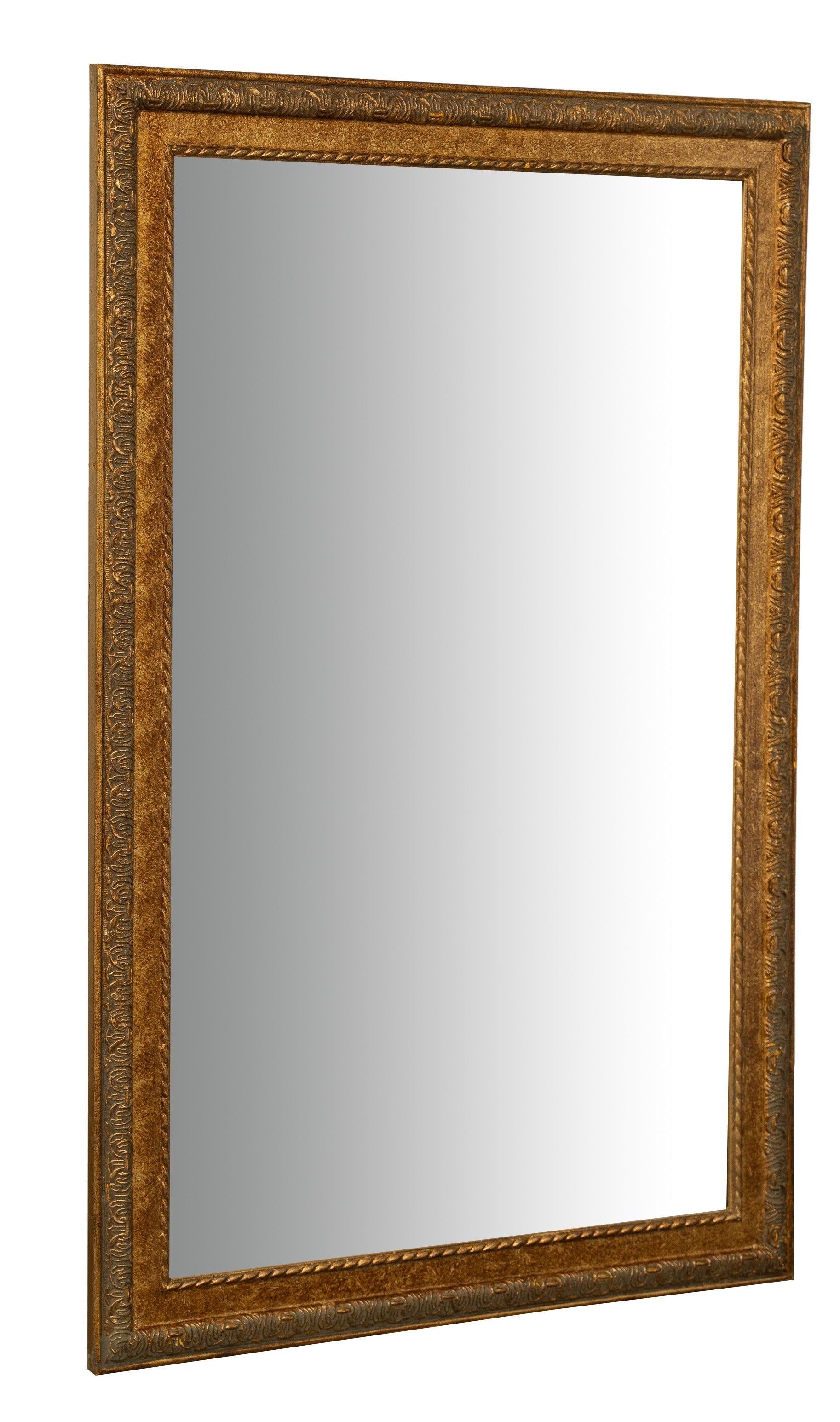 Biscottini Specchio Specchiera da parete e appendere verticale/orizzontale L60xPR4xH90 cm finitura foglia oro anticato