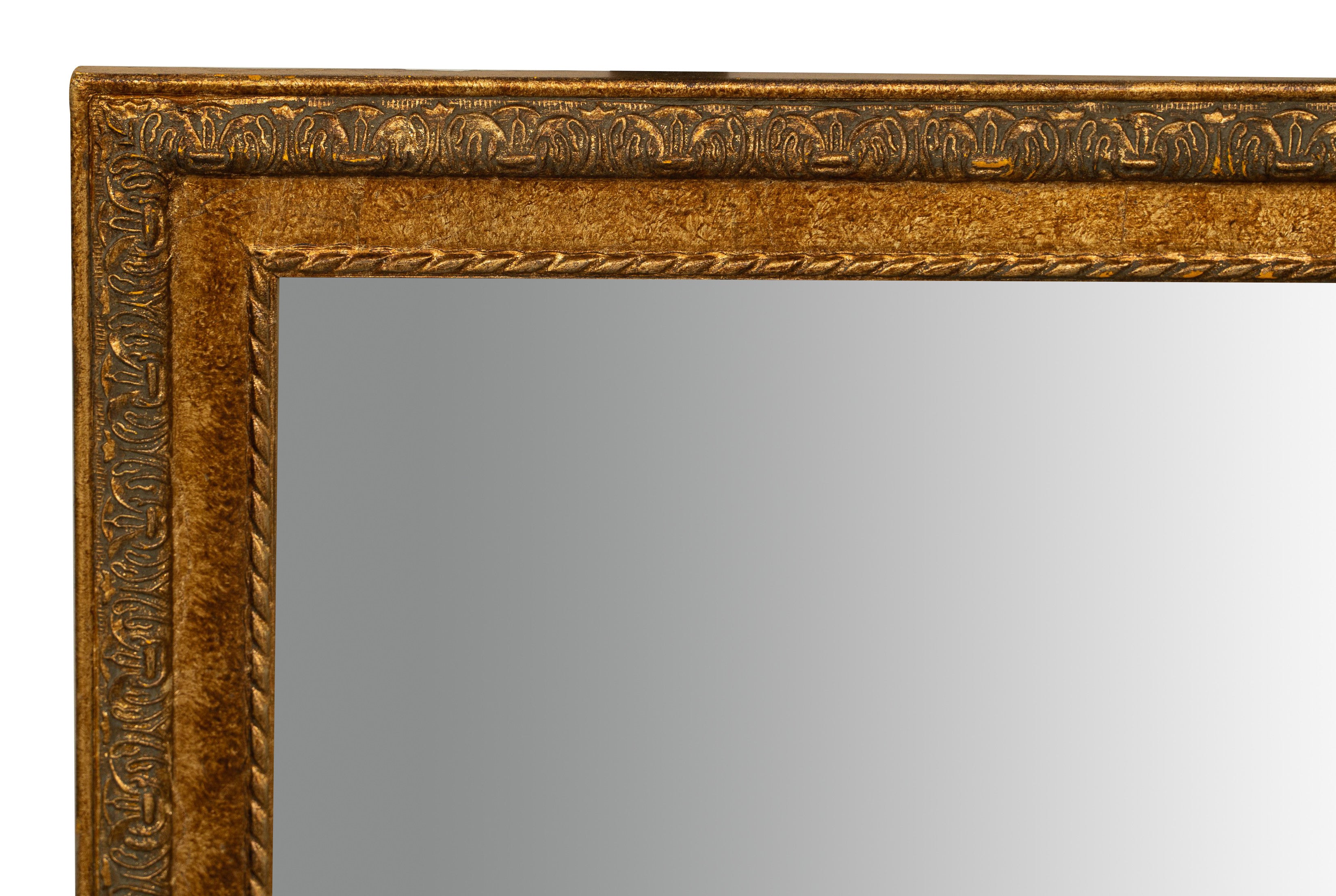 Biscottini Specchio Specchiera da parete e appendere verticale/orizzontale L60xPR4xH90 cm finitura foglia oro anticato