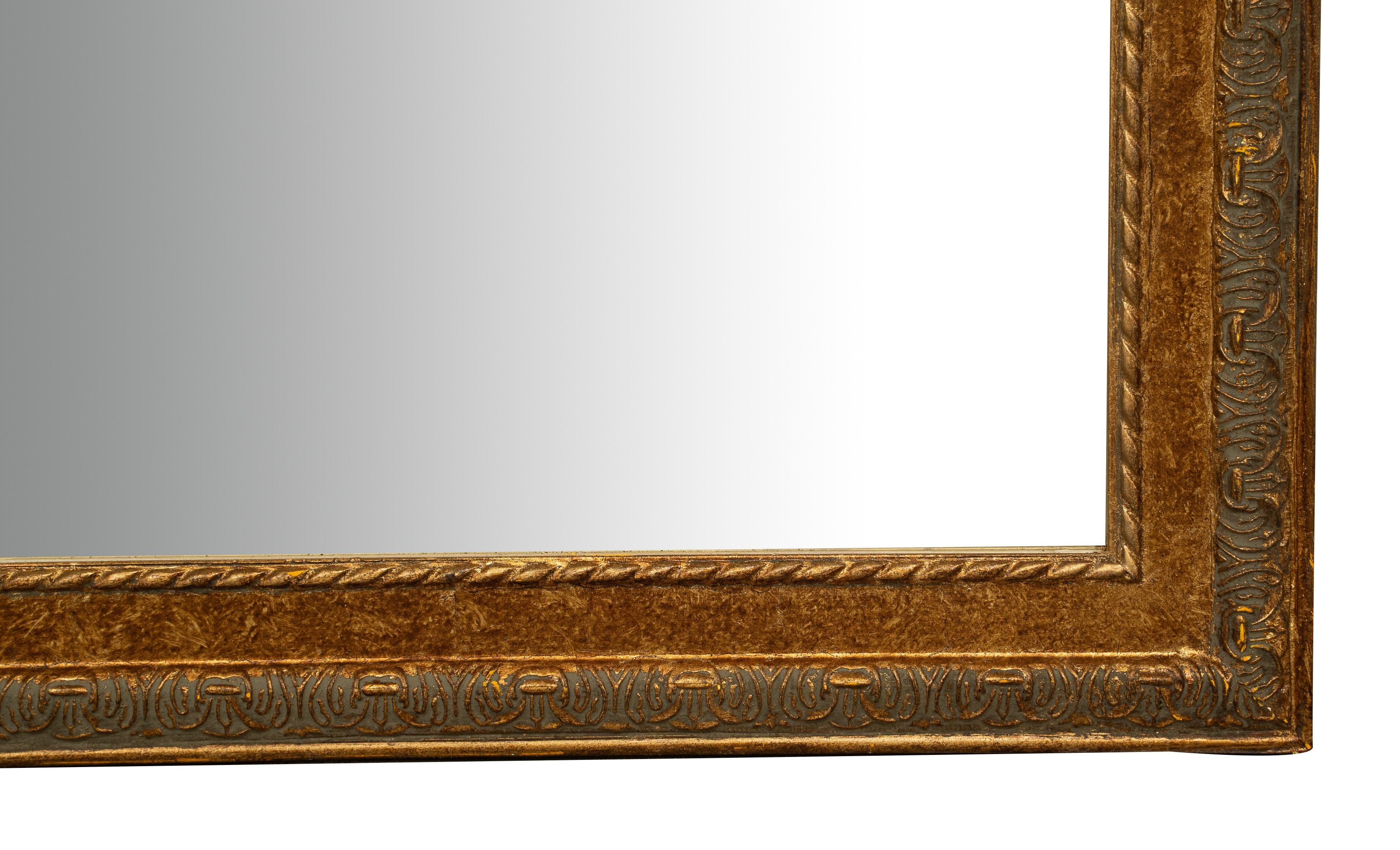 Biscottini Specchio Specchiera da parete e appendere verticale/orizzontale L60xPR4xH90 cm finitura foglia oro anticato