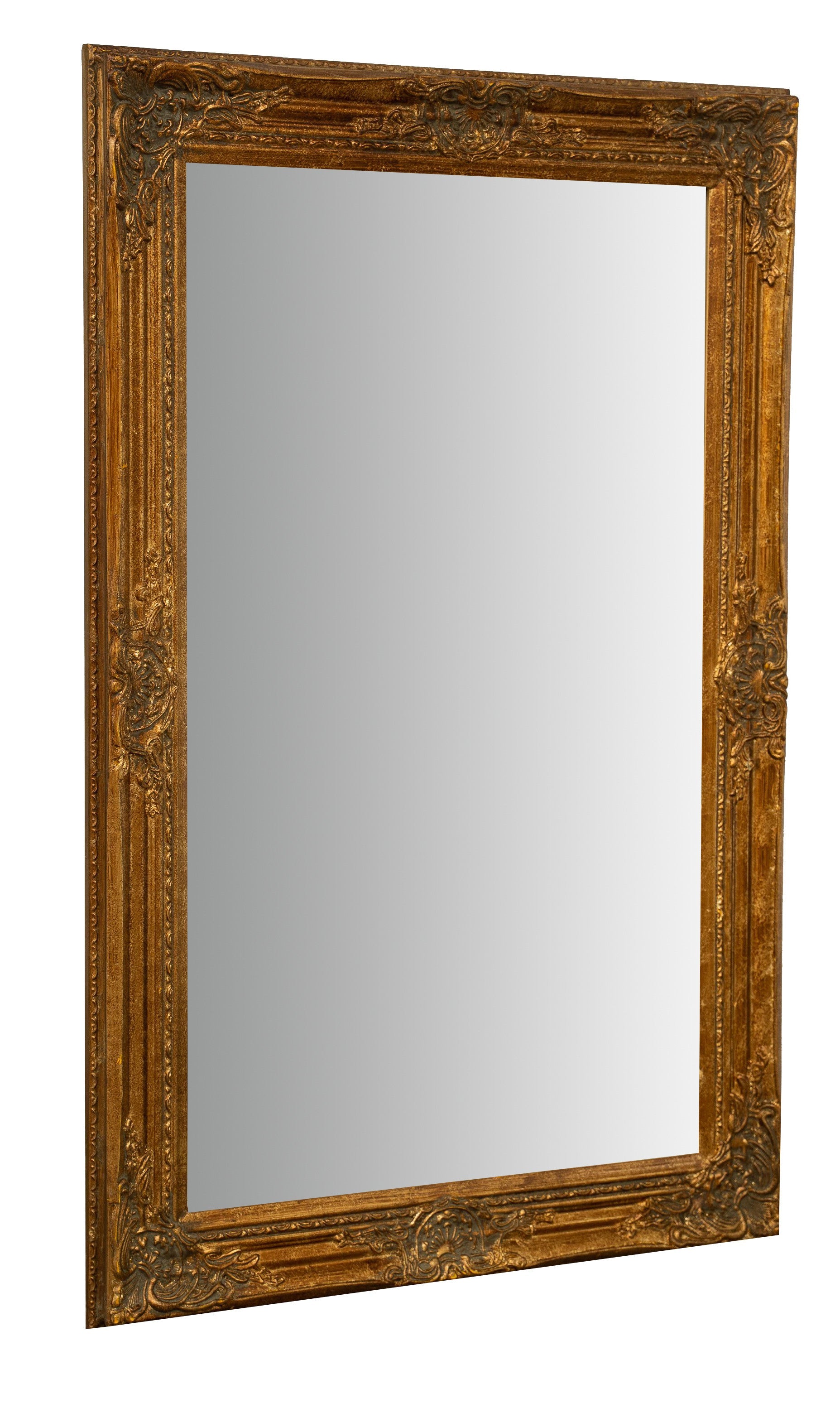 Biscottini Specchio Specchiera da parete e appendere verticale/orizzontale L60xPR4xH90 cm finitura foglia oro anticato