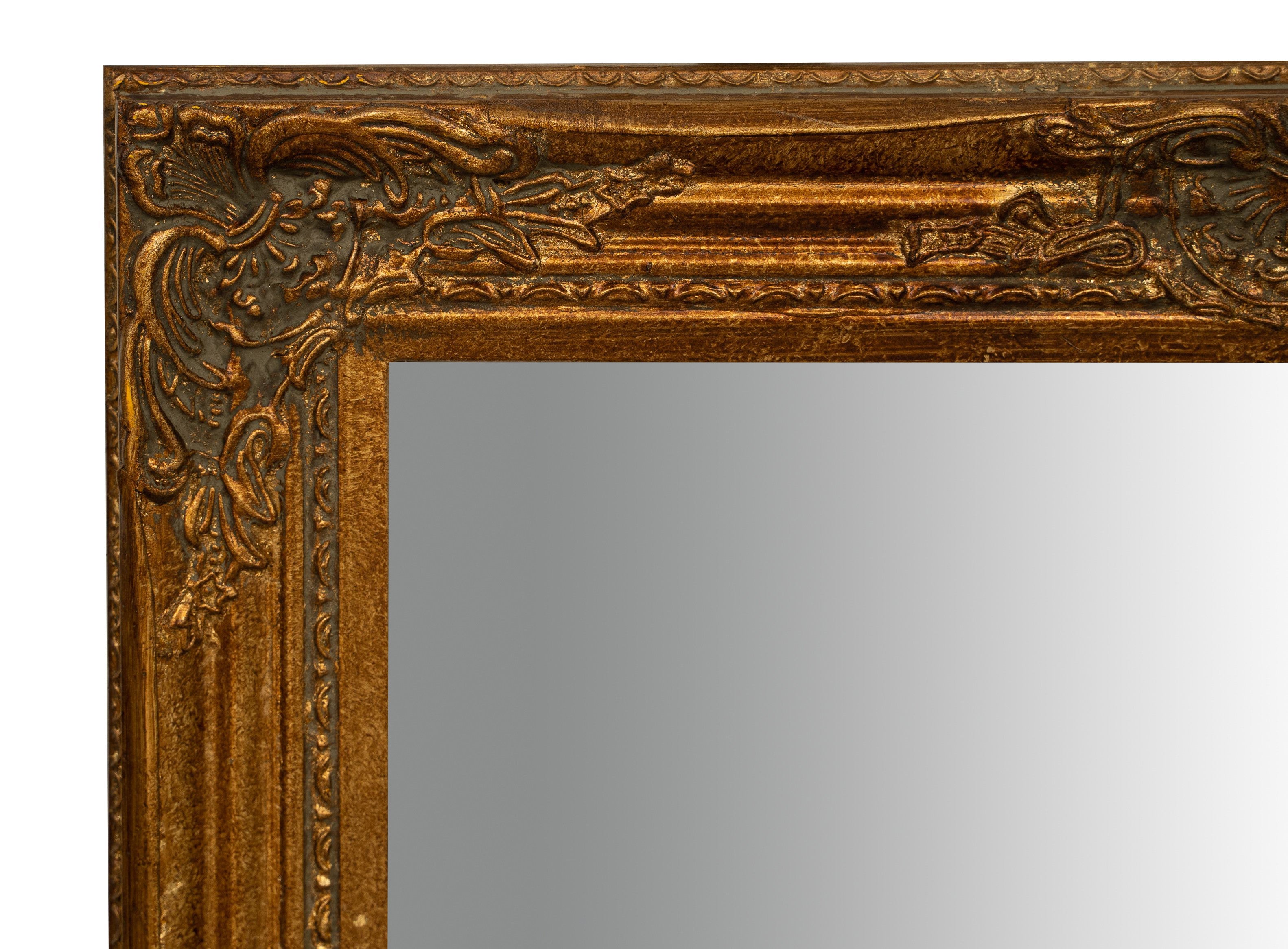 Biscottini Specchio Specchiera da parete e appendere verticale/orizzontale L60xPR4xH90 cm finitura foglia oro anticato