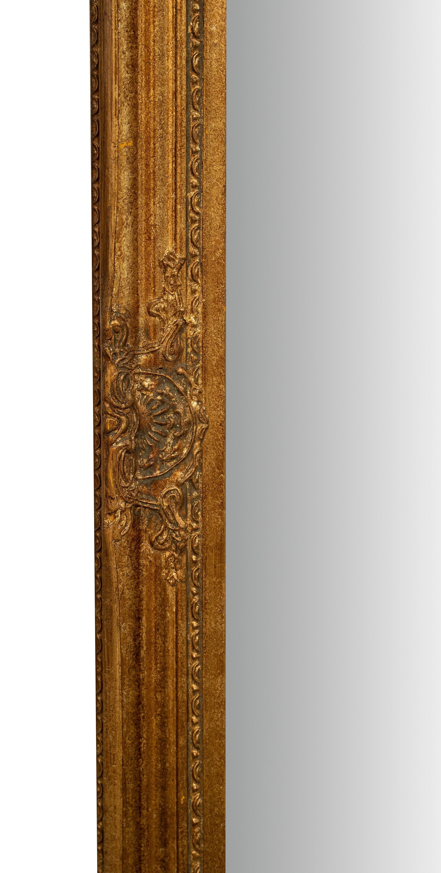 Biscottini Specchio Specchiera da parete e appendere verticale/orizzontale L60xPR4xH90 cm finitura foglia oro anticato