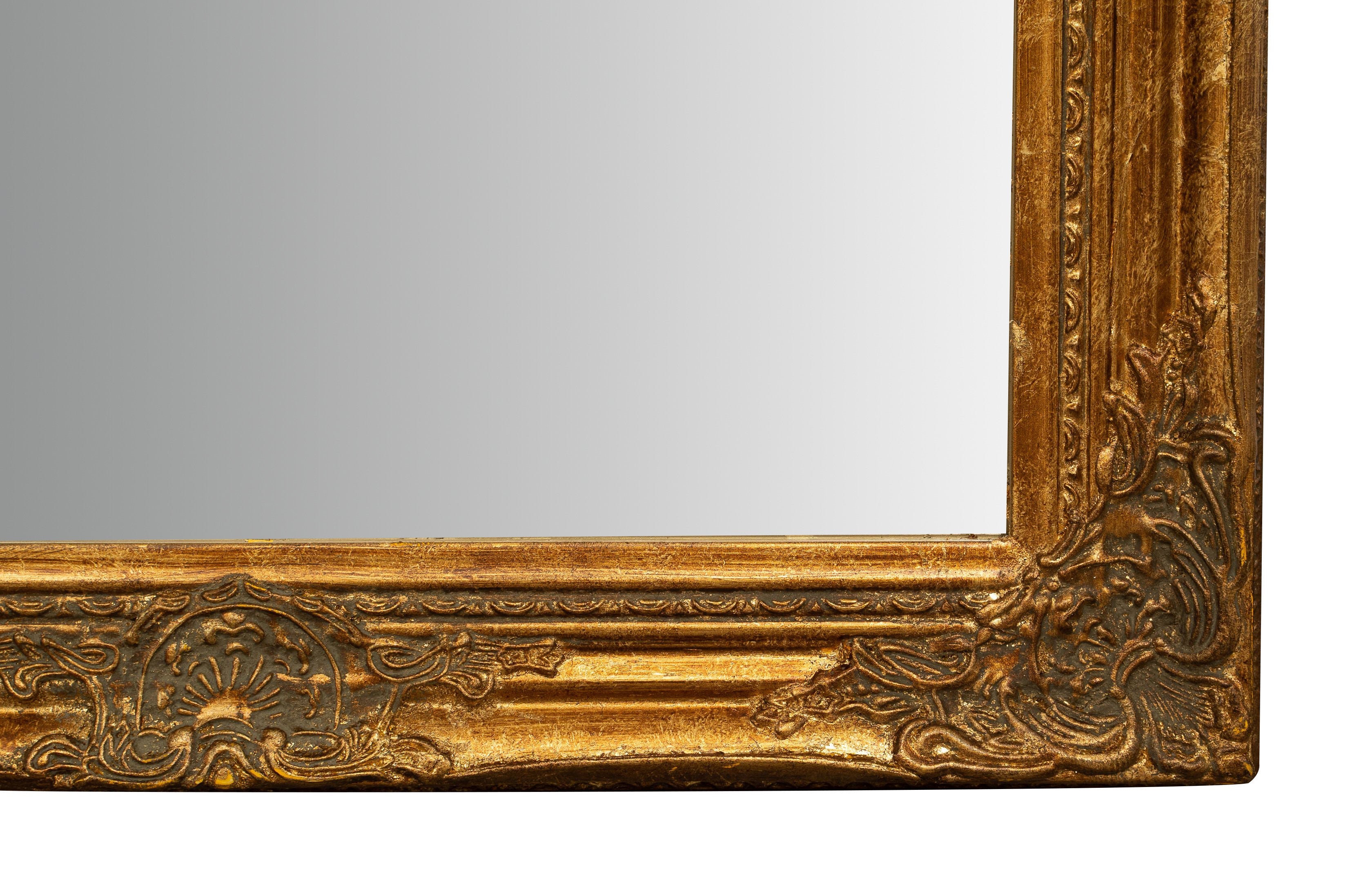 Biscottini Specchio Specchiera da parete e appendere verticale/orizzontale L60xPR4xH90 cm finitura foglia oro anticato