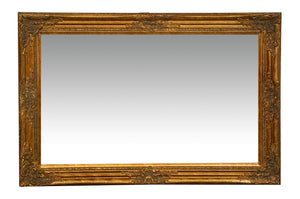 Biscottini Specchio Specchiera da parete e appendere verticale/orizzontale L60xPR4xH90 cm finitura foglia oro anticato