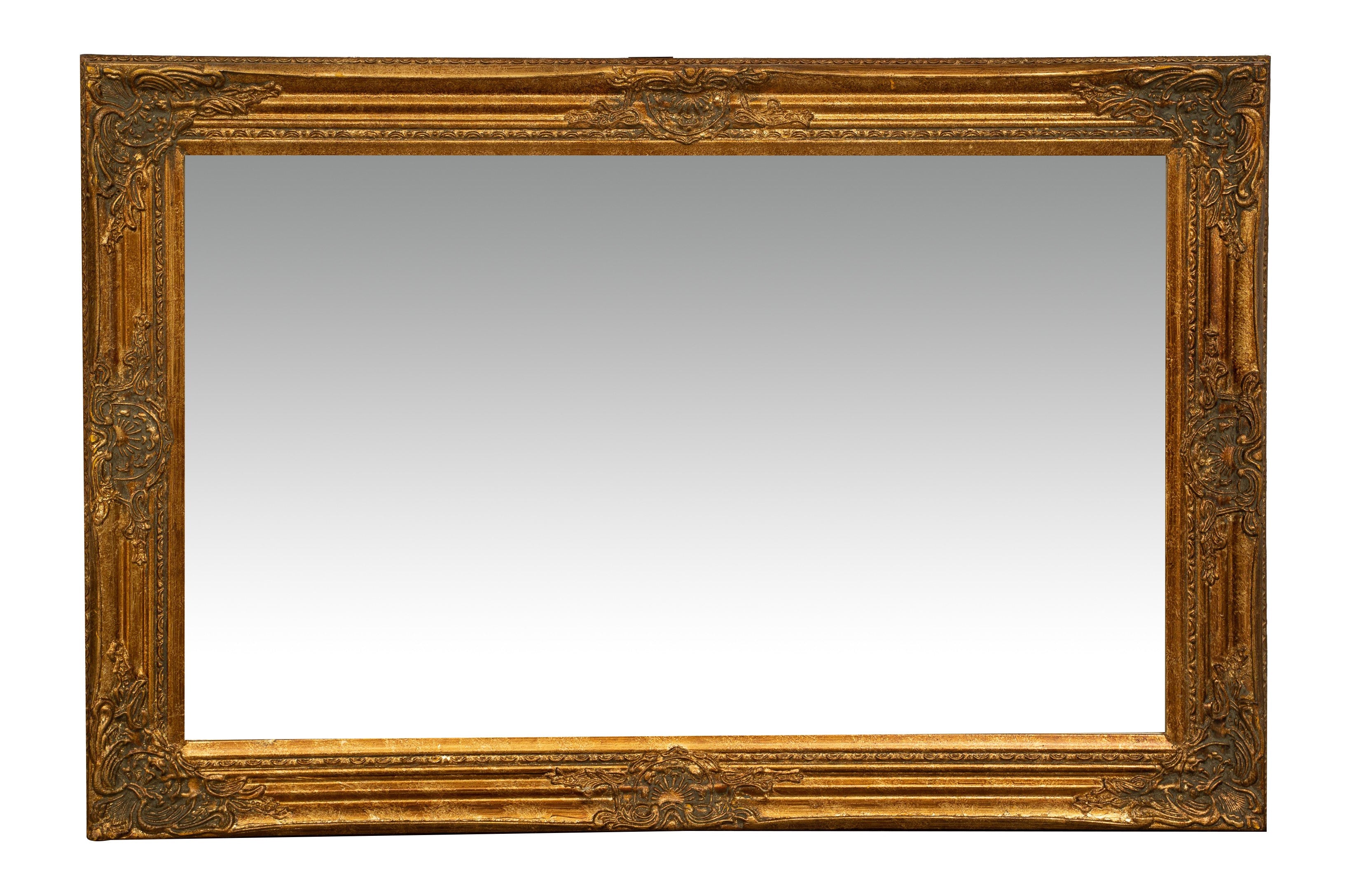 Biscottini Specchio Specchiera da parete e appendere verticale/orizzontale L60xPR4xH90 cm finitura foglia oro anticato