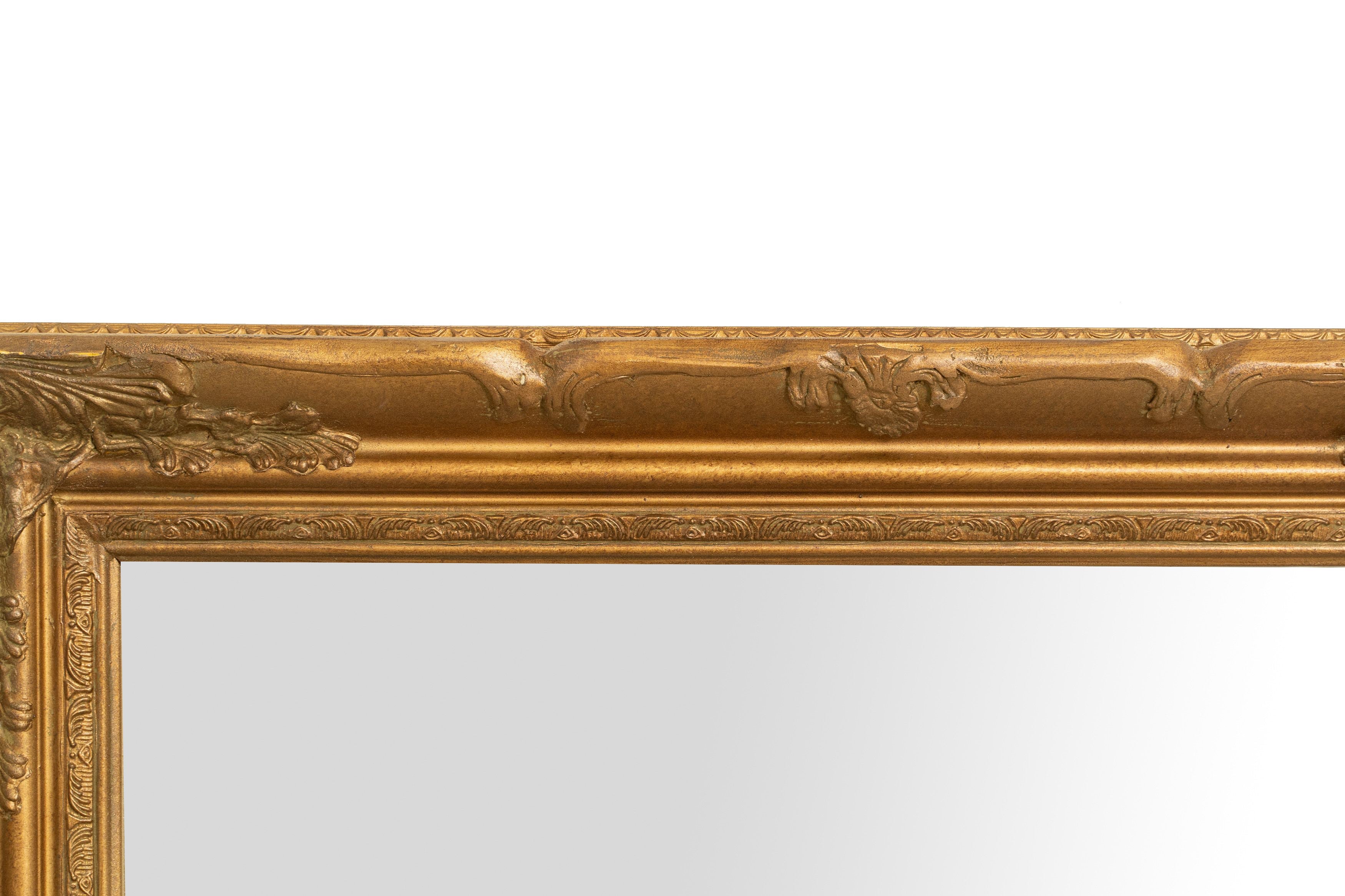 Biscottini Specchio Specchiera da parete e appendere verticale/orizzontale L64xPR4xH74 cm finitura foglia oro anticato.