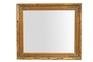 Biscottini Specchio Specchiera da parete e appendere verticale/orizzontale L64xPR4xH74 cm finitura foglia oro anticato.