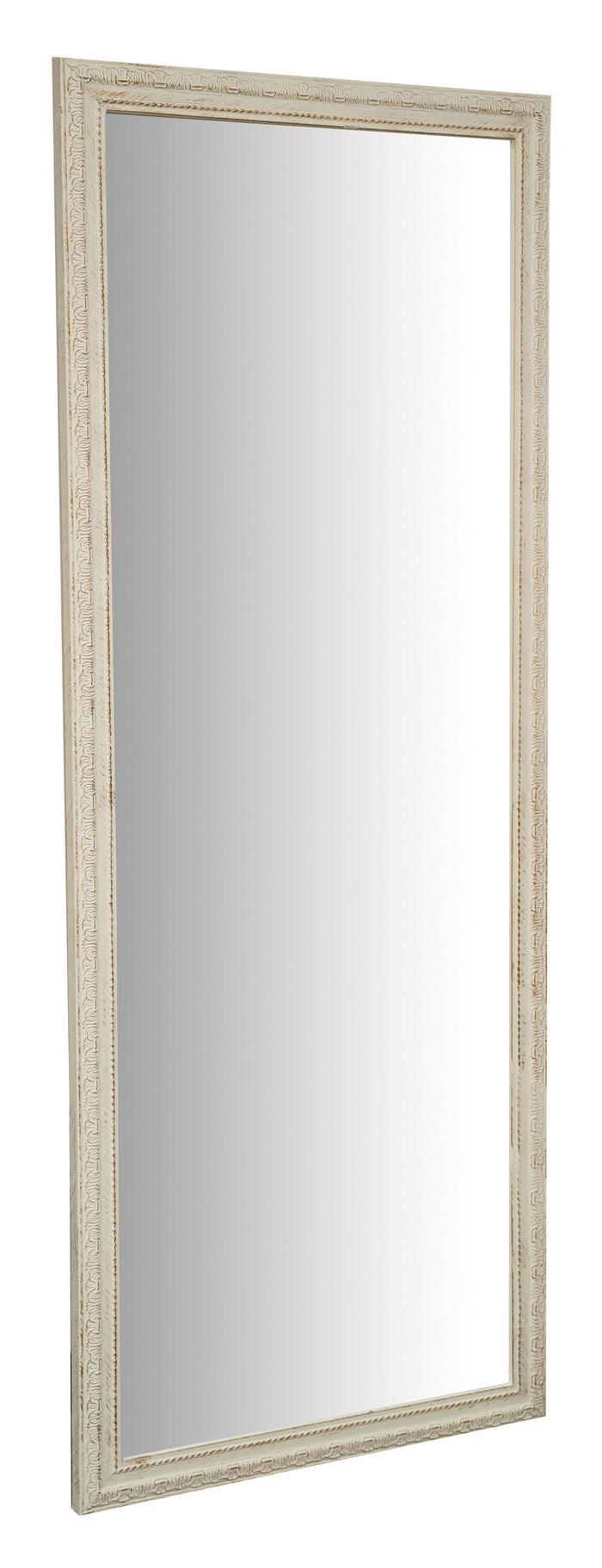 Biscottini Specchio Specchiera da parete e appendere verticale/orizzontale L72xPR3xH180 cm finitura bianco anticato