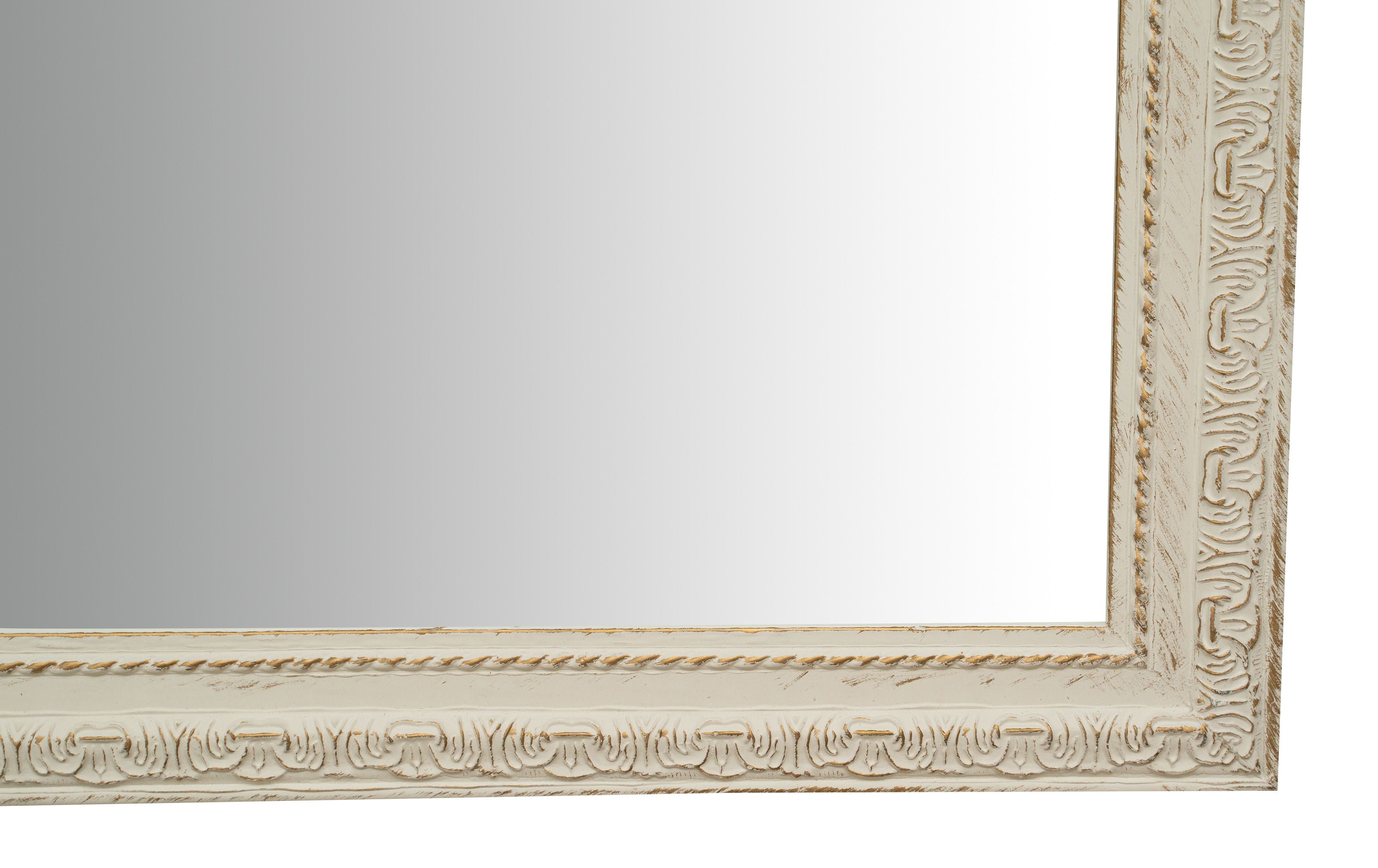 Biscottini Specchio Specchiera da parete e appendere verticale/orizzontale L72xPR3xH180 cm finitura bianco anticato