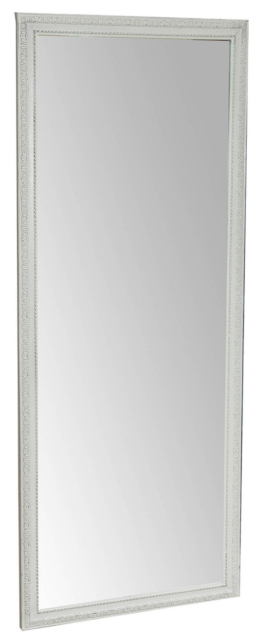 Biscottini Specchio Specchiera da parete e appendere verticale/orizzontale L72xPR4xH180 cm finitura bianca anticata.