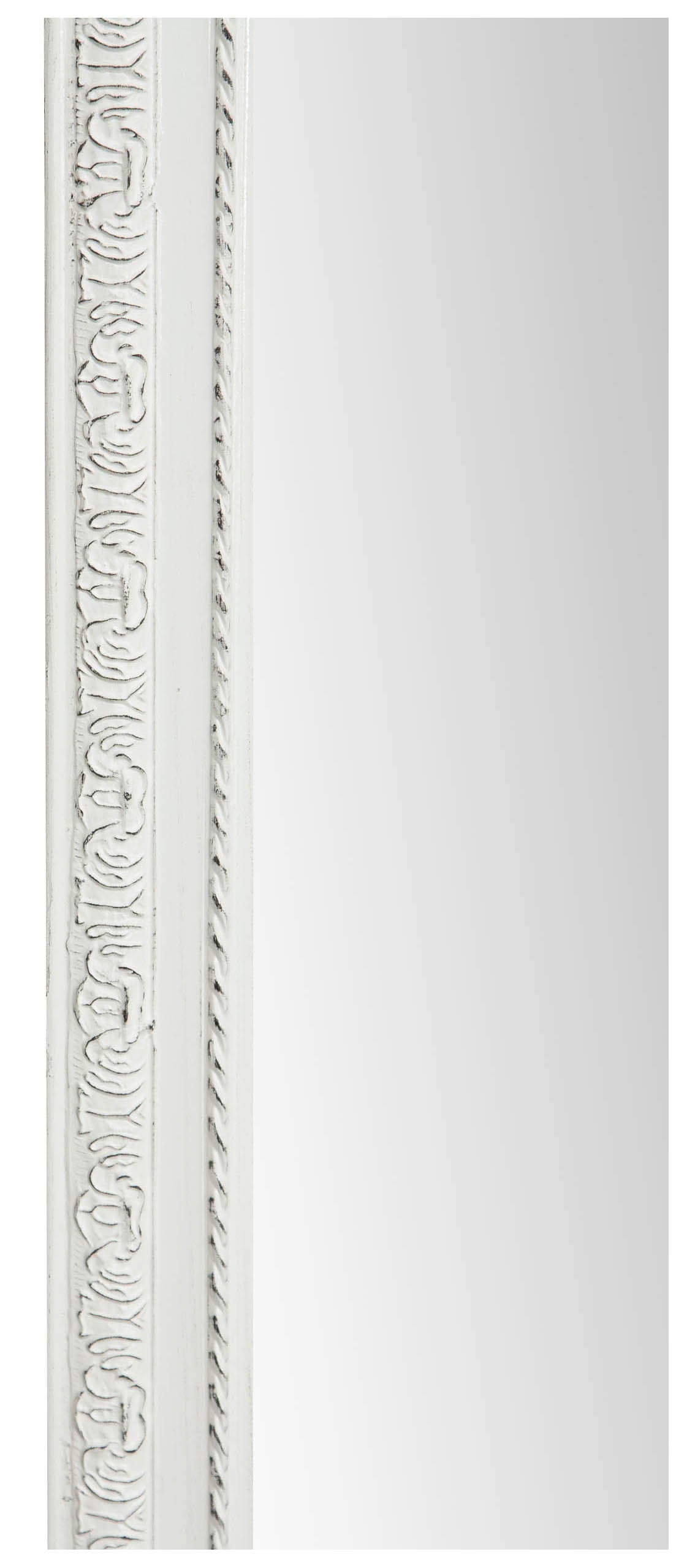 Biscottini Specchio Specchiera da parete e appendere verticale/orizzontale L72xPR4xH180 cm finitura bianca anticata.