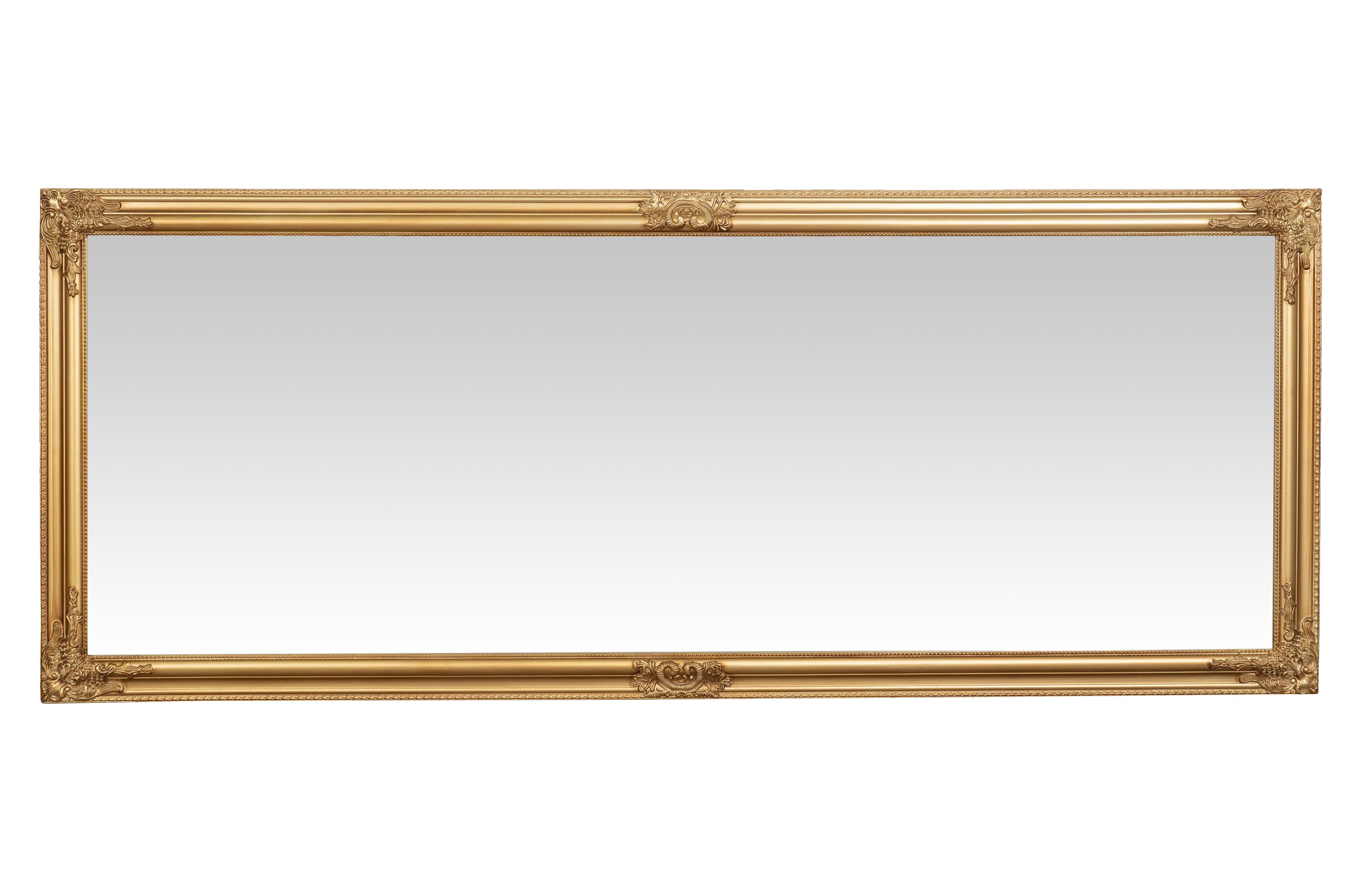 Biscottini Specchio Specchiera da parete e appendere verticale/orizzontale L72xPR4xH180 cm finitura foglia oro anticato.