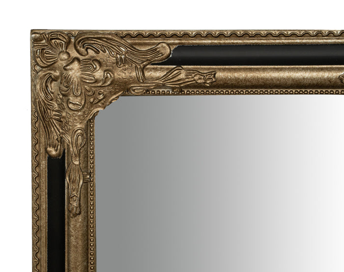 Biscottini Specchio Specchiera Impero da parete e appendere verticale/orizzontale L50xPR4xH140 cm finitura argento e nero anticato