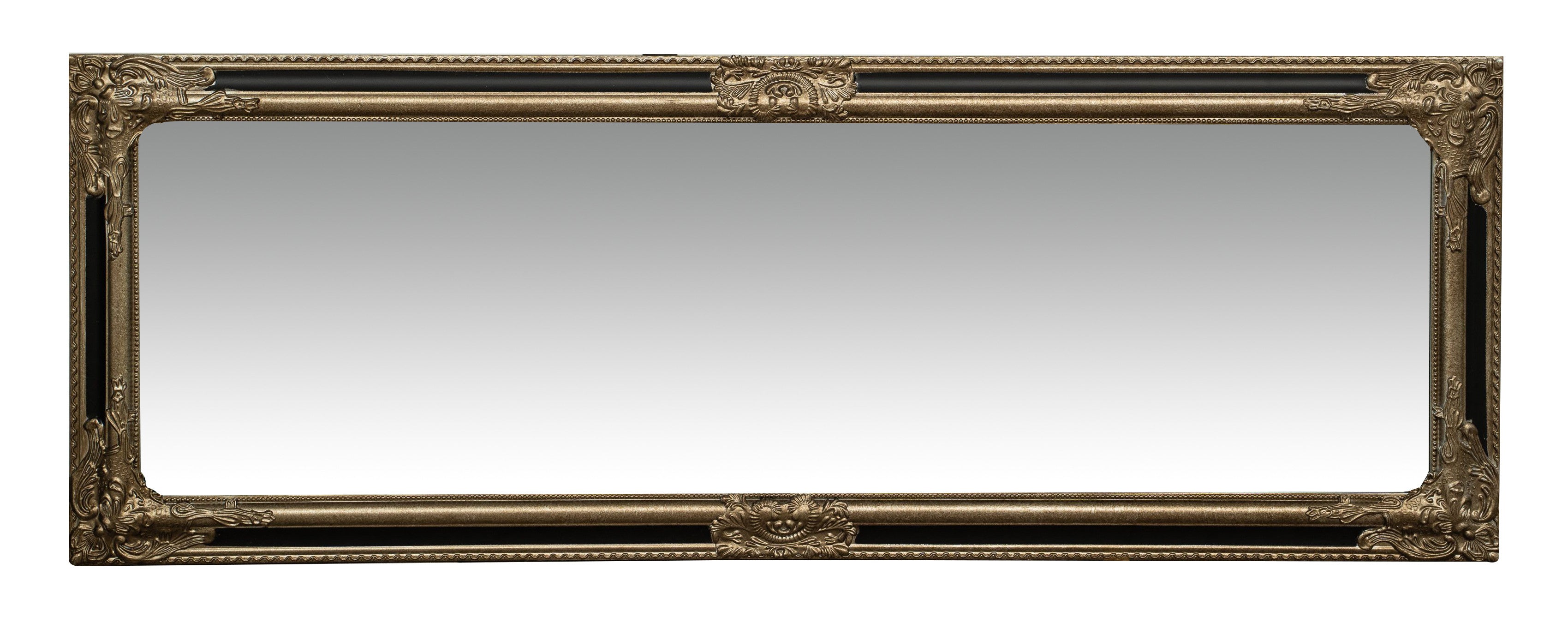 Biscottini Specchio Specchiera Impero da parete e appendere verticale/orizzontale L50xPR4xH140 cm finitura argento e nero anticato