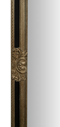 Biscottini Specchio Specchiera Impero da parete e appendere verticale/orizzontale L72xPR4xH132 cm finitura argento e nero anticato