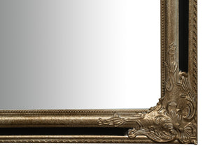 Biscottini Specchio Specchiera Impero da parete e appendere verticale/orizzontale L72xPR4xH132 cm finitura argento e nero anticato
