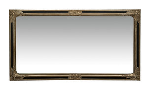 Biscottini Specchio Specchiera Impero da parete e appendere verticale/orizzontale L72xPR4xH132 cm finitura argento e nero anticato