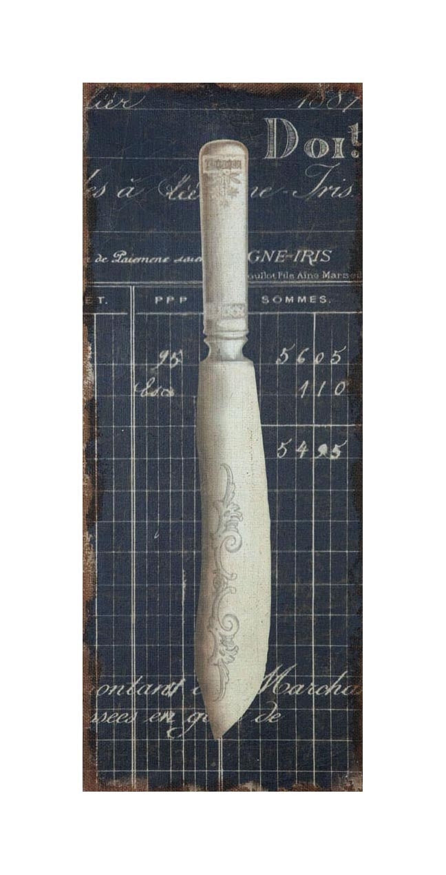 Biscottini Stampa 'COLTELLO' su tela in juta grezza anticata L30,5xPR2xH76 cm dimensioni