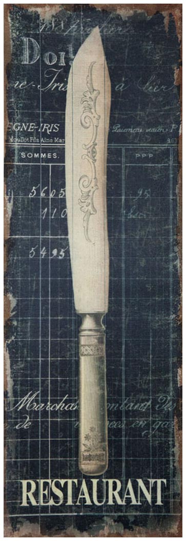 Biscottini Stampa 'COLTELLO' su tela in juta grezza anticata L40xPR2xH120 cm dimensioni