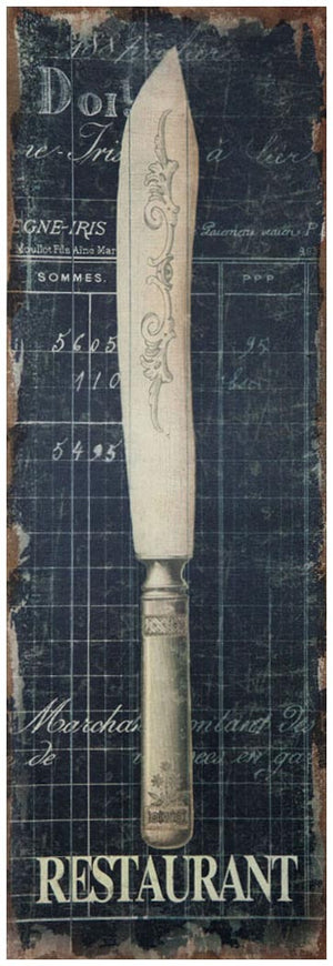 Biscottini Stampa 'COLTELLO' su tela in juta grezza anticata L40xPR2xH120 cm dimensioni