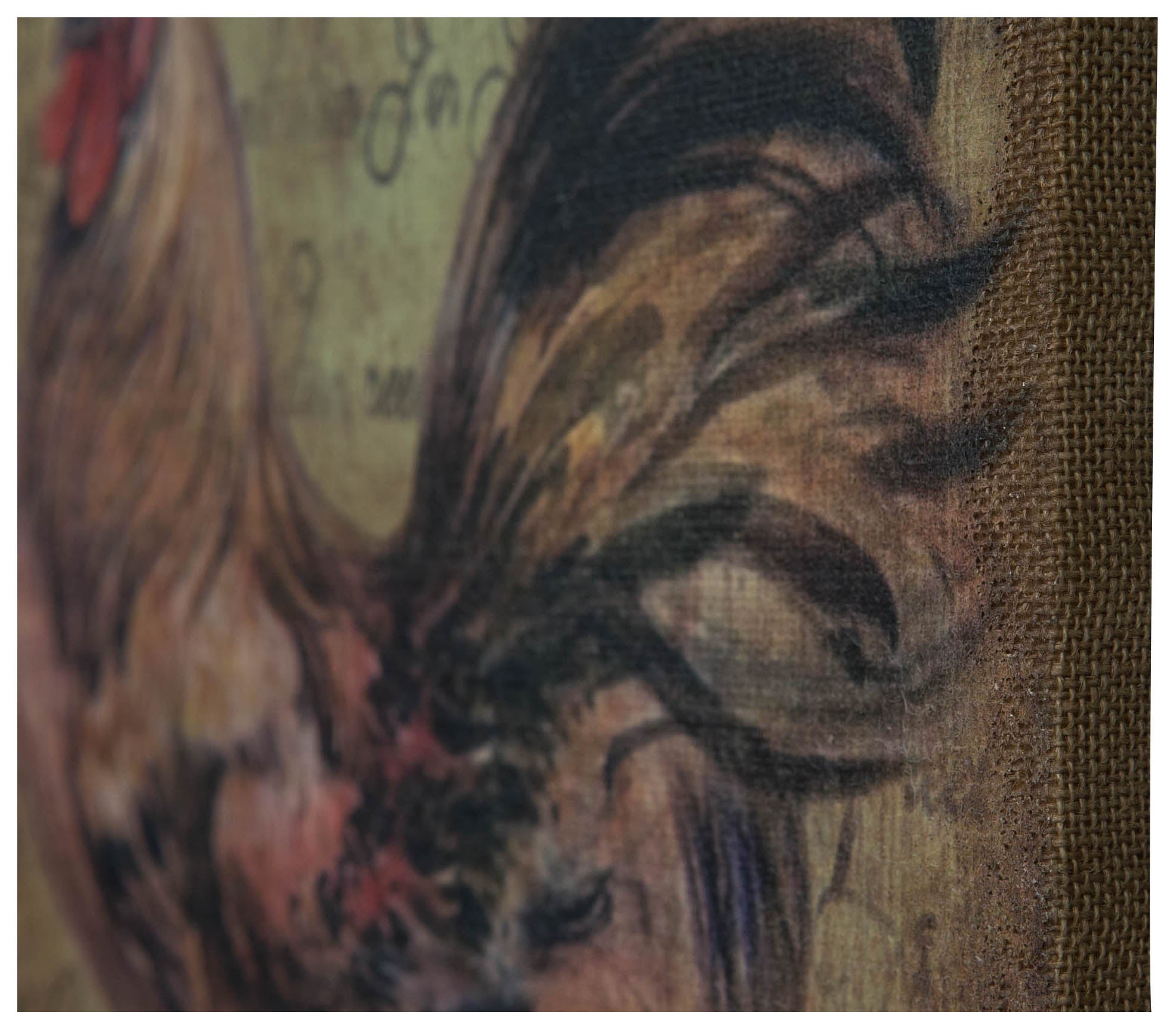 Biscottini Stampa 'GALLO' su tela in juta grezza anticata dimensioni L40xPR3xH80 Offerta