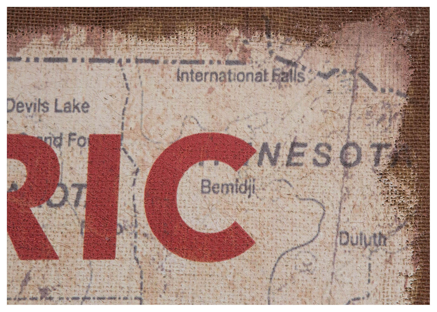 Biscottini Stampa 'HISTORIC ROUTE 66' su tela in juta grezza anticata L60xPR2xH90 cm