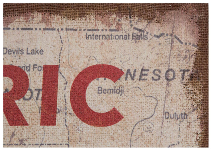 Biscottini Stampa 'HISTORIC ROUTE 66' su tela in juta grezza anticata L60xPR2xH90 cm