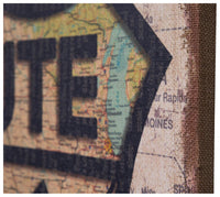Biscottini Stampa 'HISTORIC ROUTE 66' su tela in juta grezza anticata L60xPR2xH90 cm