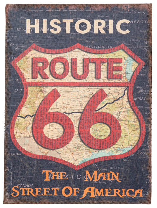 Biscottini Stampa 'ROUTE 66' su tela in juta grezza anticata L45xPR1,9xH60 cm dimensioni