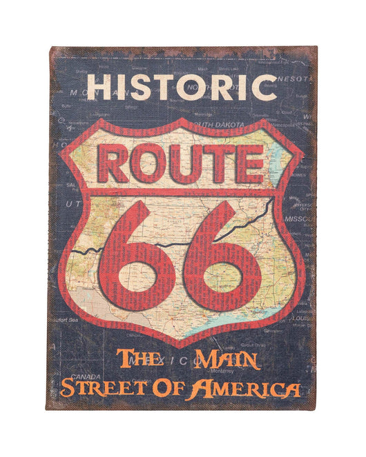 Biscottini Stampa 'ROUTE 66' su tela in juta grezza anticata L45xPR1,9xH60 cm dimensioni