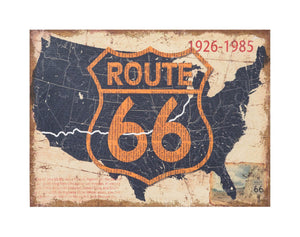 Biscottini Stampa 'ROUTE 66' su tela in juta grezza anticata L60xPR1,9xH45 cm dimensioni