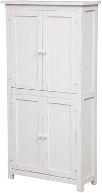 Biscottini Stipetto Country in legno massello di tiglio struttura bianca anticata L68xPR25xH130 cm. Made in Italy