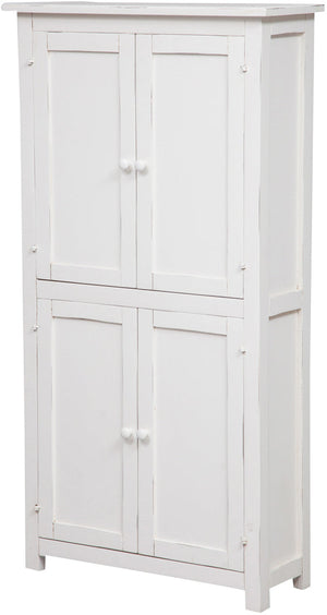 Biscottini Stipetto Country in legno massello di tiglio struttura bianca anticata L68xPR25xH130 cm. Made in Italy