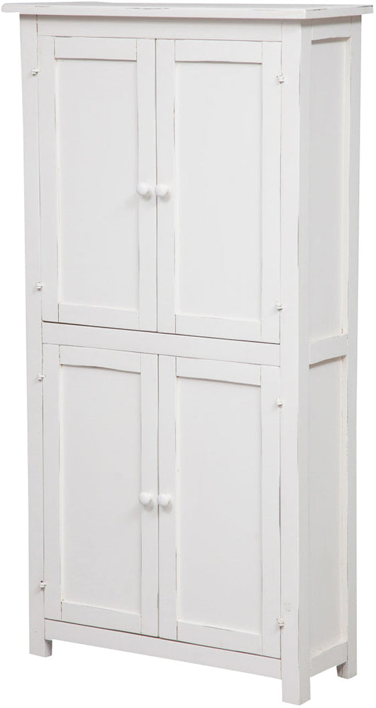 Biscottini Stipetto Country in legno massello di tiglio struttura bianca anticata L68xPR25xH130 cm. Made in Italy