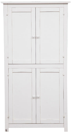 Biscottini Stipetto Country in legno massello di tiglio struttura bianca anticata L68xPR25xH130 cm. Made in Italy