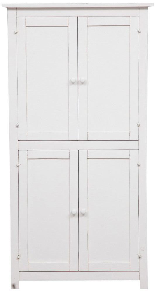 Biscottini Stipetto Country in legno massello di tiglio struttura bianca anticata L68xPR25xH130 cm. Made in Italy