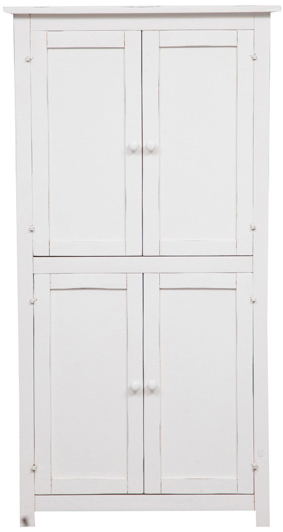 Biscottini Stipetto Country in legno massello di tiglio struttura bianca anticata L68xPR25xH130 cm. Made in Italy