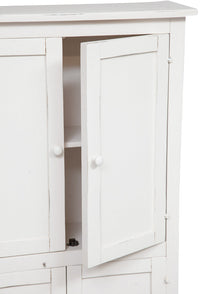 Biscottini Stipetto Country in legno massello di tiglio struttura bianca anticata L68xPR25xH130 cm. Made in Italy