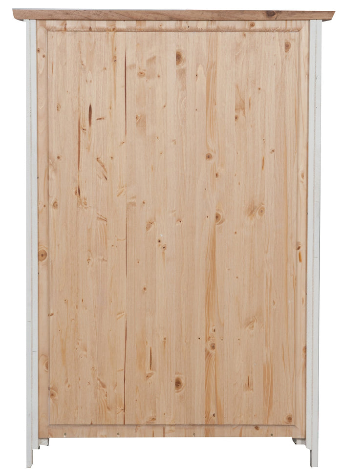 Biscottini Stipetto Country in legno massello di tiglio struttura bianca anticata piano finitura naturale L68xPR25xH98 cm. Made in Italy