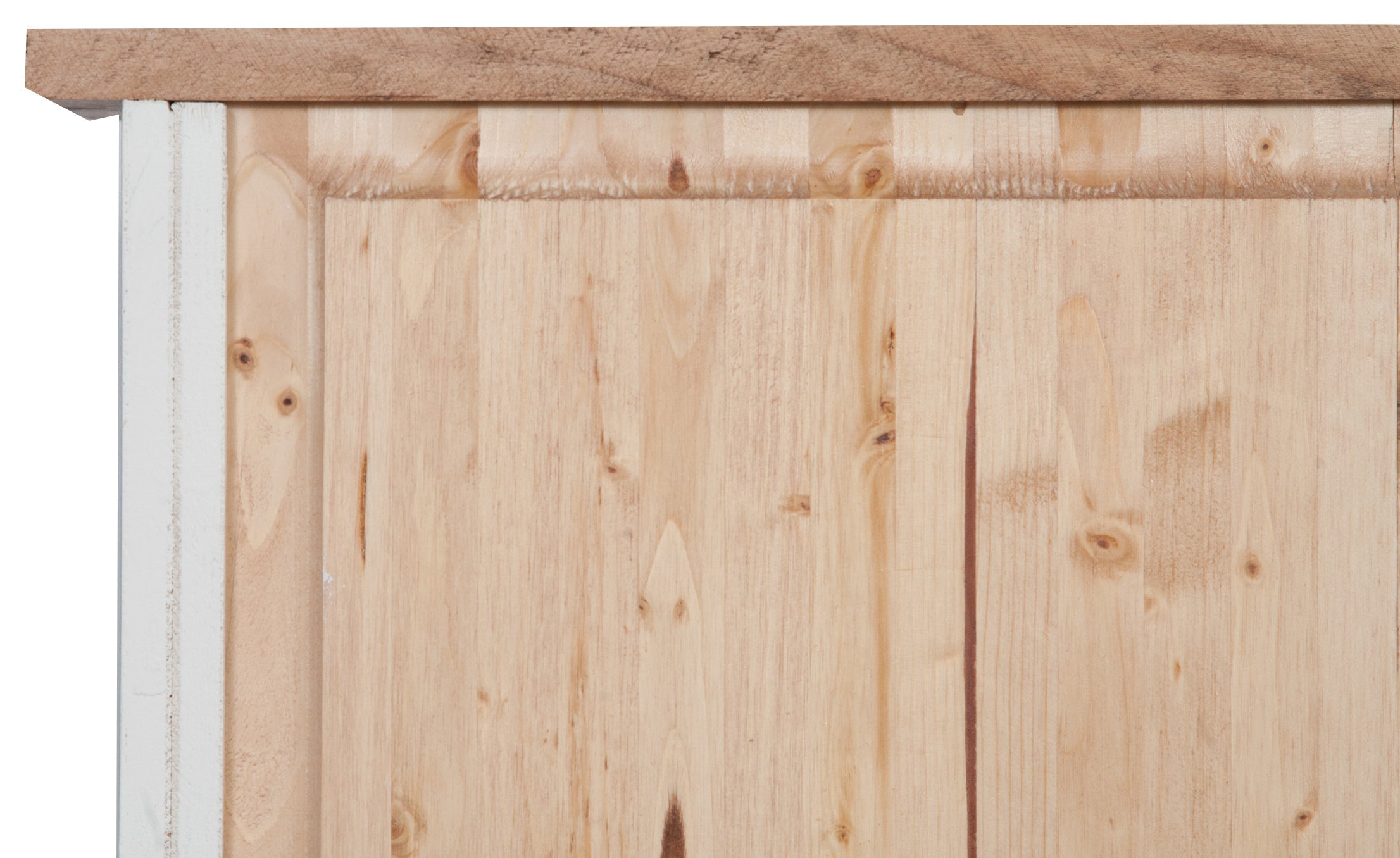 Biscottini Stipetto Country in legno massello di tiglio struttura bianca anticata piano finitura naturale L68xPR25xH98 cm. Made in Italy