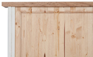 Biscottini Stipetto Country in legno massello di tiglio struttura bianca anticata piano finitura naturale L68xPR25xH98 cm. Made in Italy