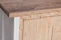 Biscottini Stipetto Country in legno massello di tiglio struttura bianca anticata piano finitura naturale L68xPR25xH98 cm. Made in Italy