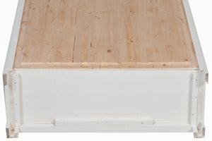 Biscottini Stipetto Country in legno massello di tiglio struttura bianca anticata piano finitura naturale L68xPR25xH98 cm. Made in Italy