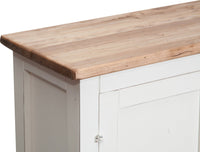 Biscottini Stipetto Country in legno massello di tiglio struttura bianca anticata piano finitura naturale L68xPR25xH98 cm. Made in Italy