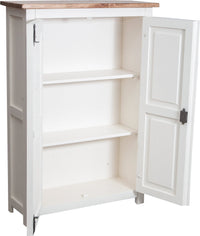 Biscottini Stipetto Country in legno massello di tiglio struttura bianca anticata piano finitura naturale L68xPR25xH98 cm. Made in Italy