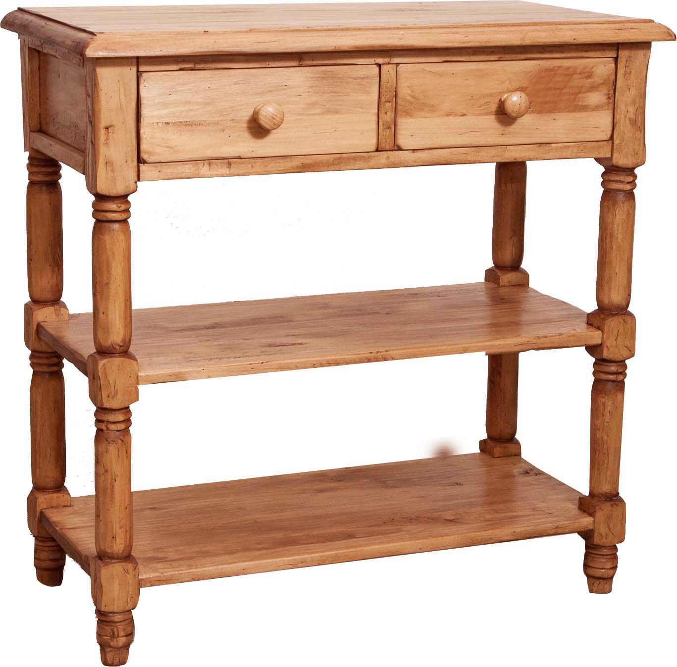 Biscottini Tavolino Country in legno massello di tiglio finitura naturale L80xPR38xH80 cm. Made in Italy