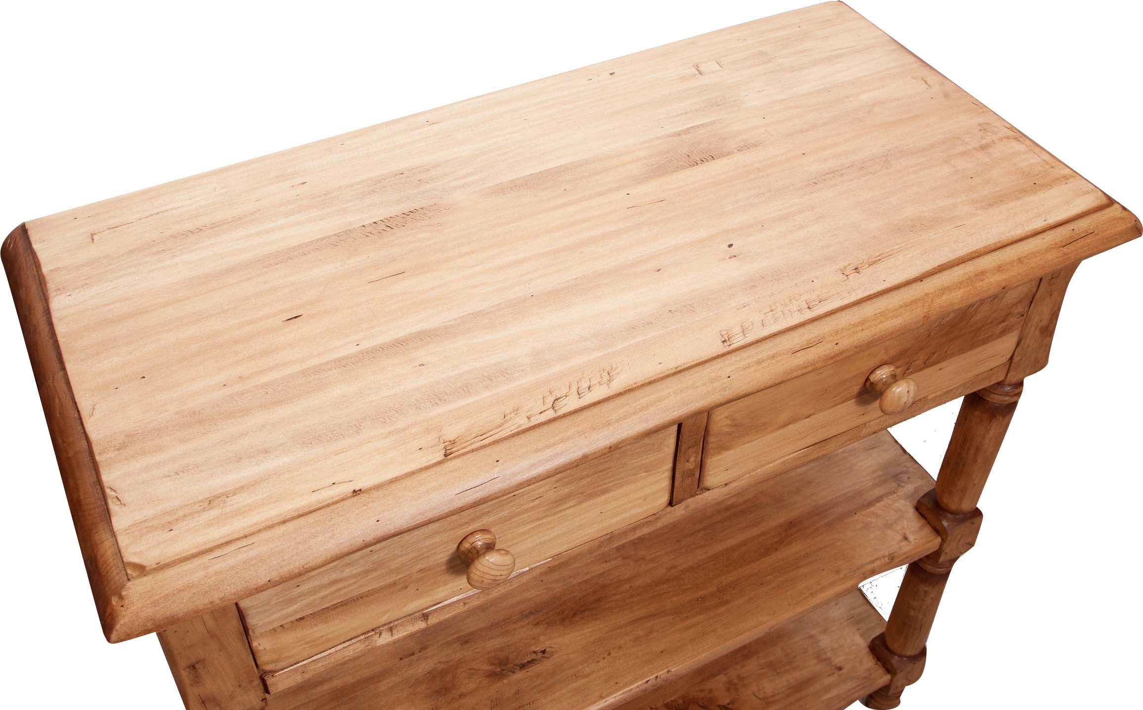 Biscottini Tavolino Country in legno massello di tiglio finitura naturale L80xPR38xH80 cm. Made in Italy